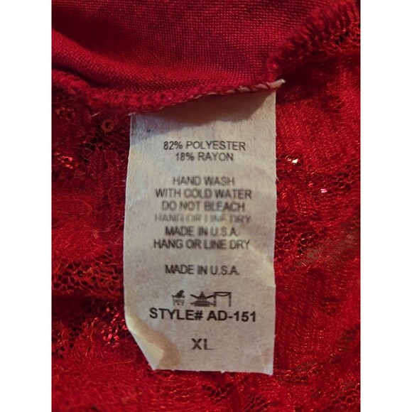 Angels & Diamonds Red Lace Bling Rhinestone Cross Wings Top Size XL - Picture 12 of 12